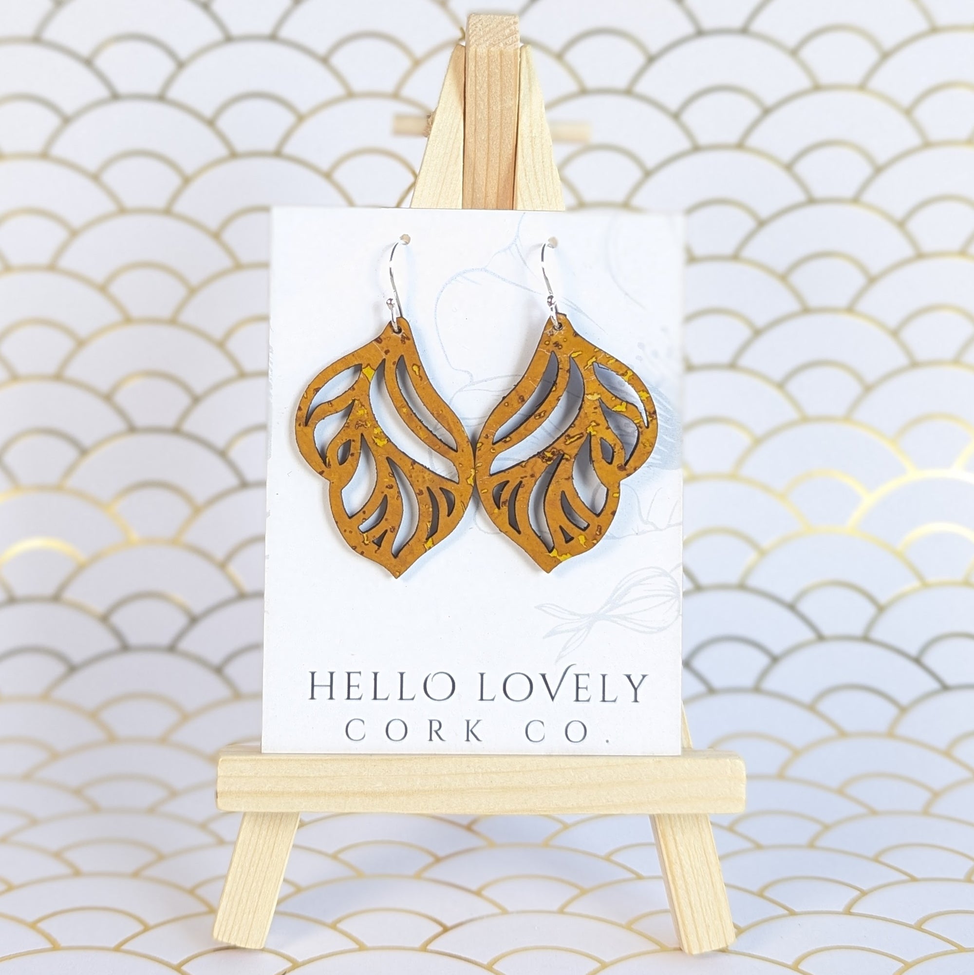 Ochre Cork Earrings - Small Fairy Wing Aubrie