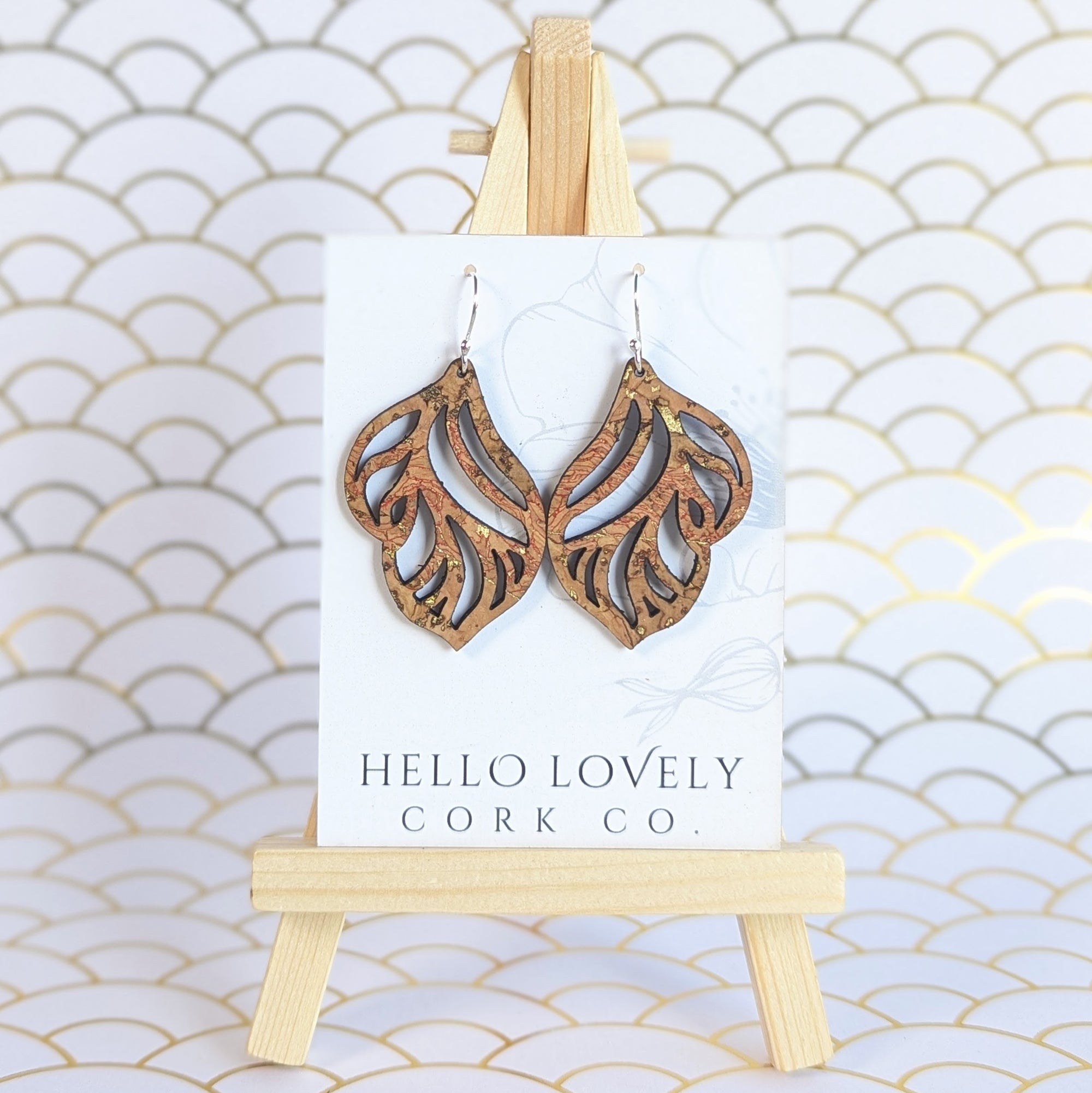 Natural Gold Cork Earrings - Small Fairy Wing Aubrie