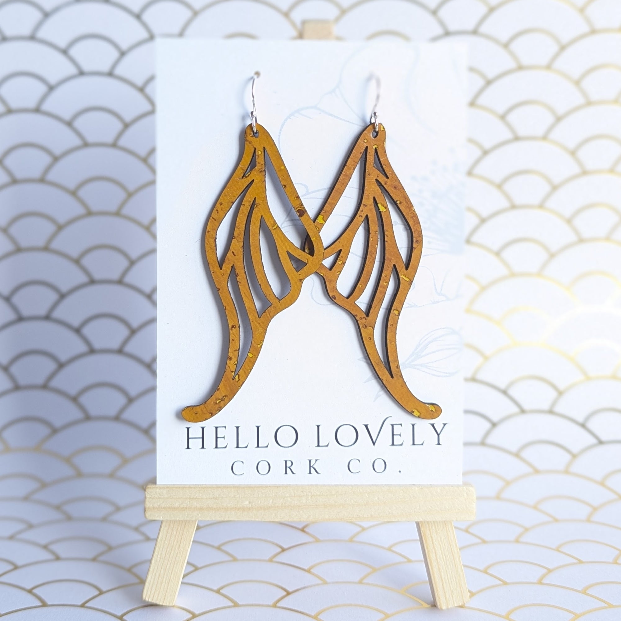 Ochre Cork Earrings - Large Fairy Wing Maurelle