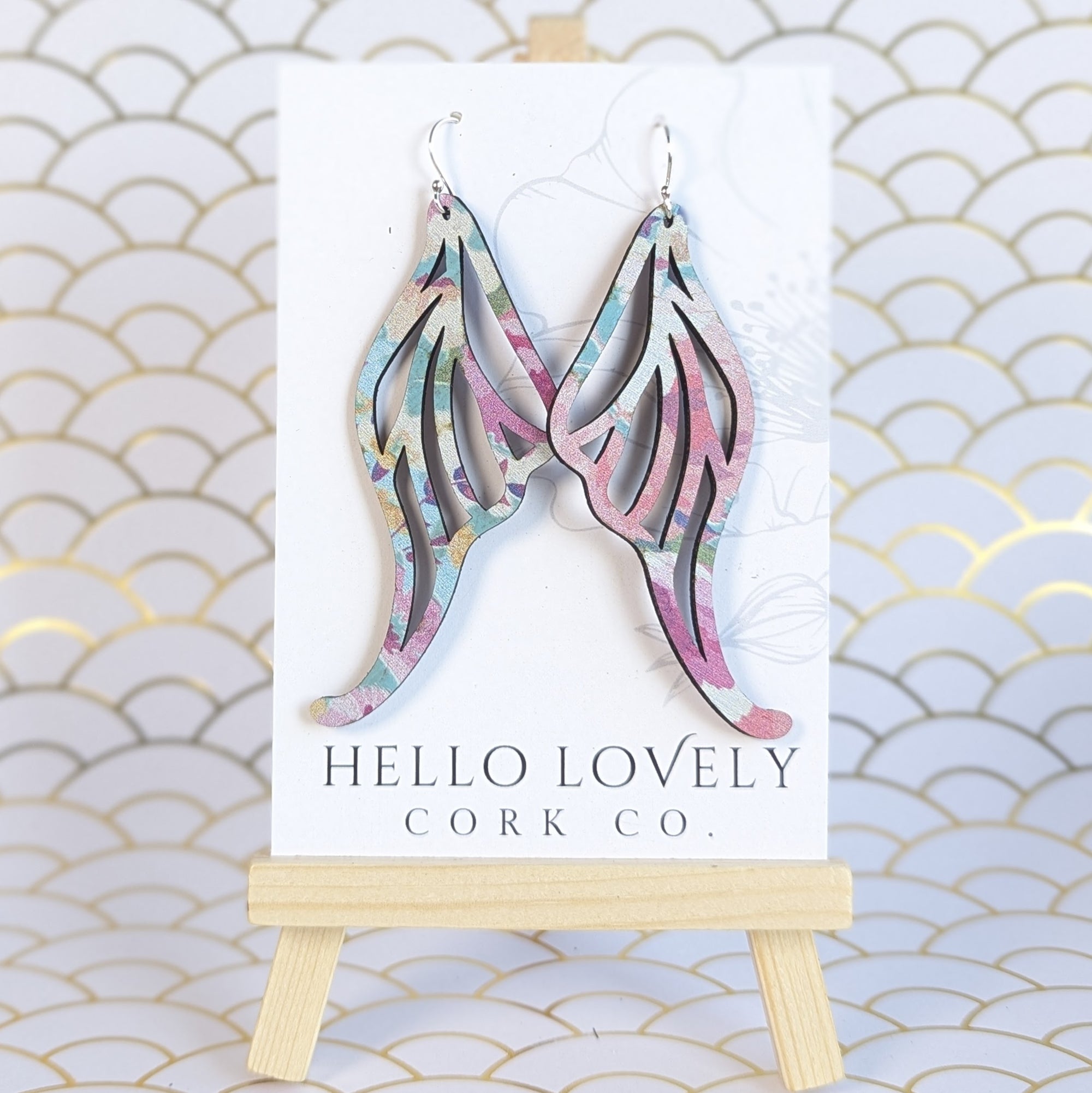 Spring Floral Cork Earrings - Large Fairy Wing Maurelle