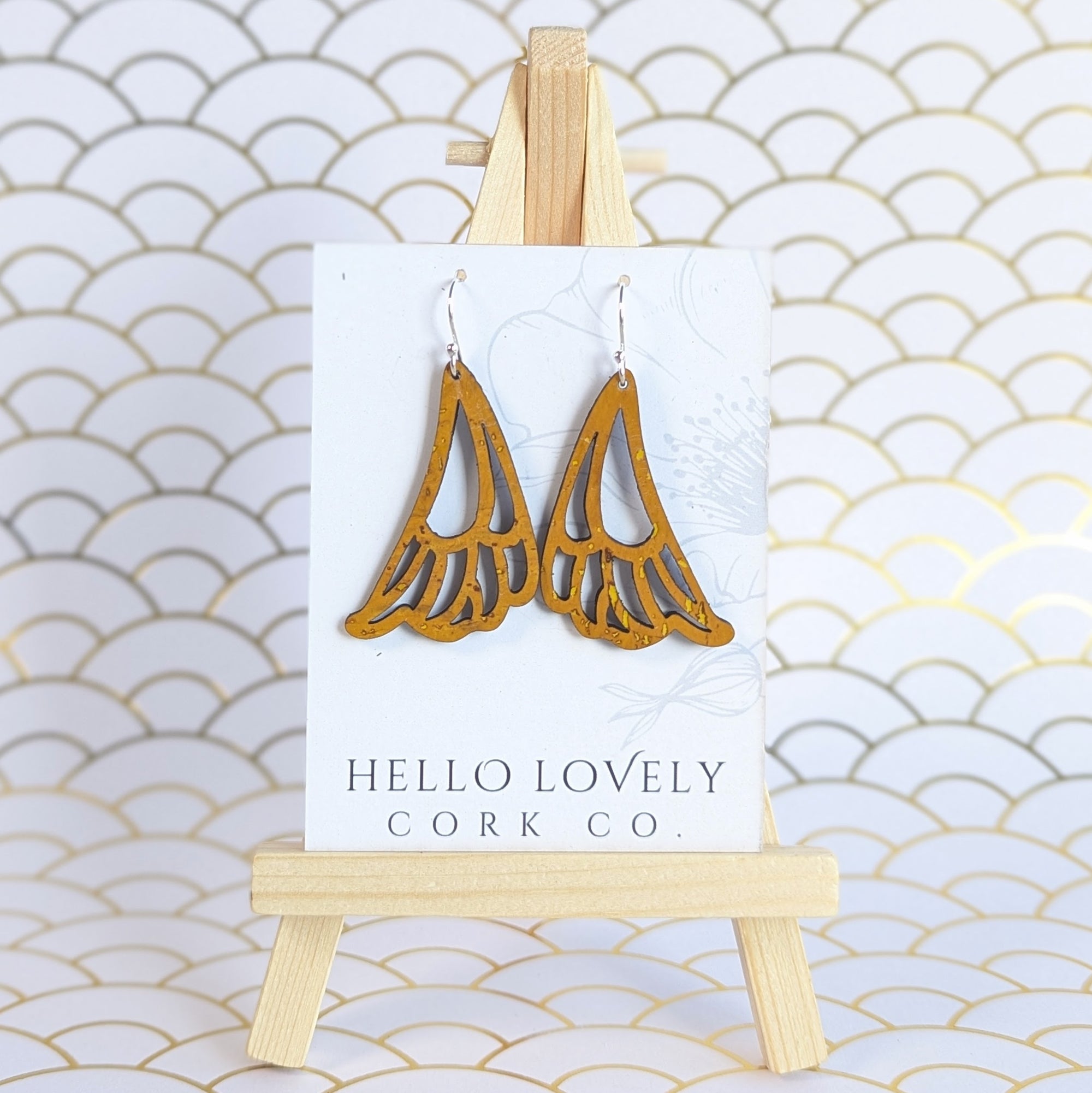 Ochre Cork Earrings - Small Fairy Wing Naida