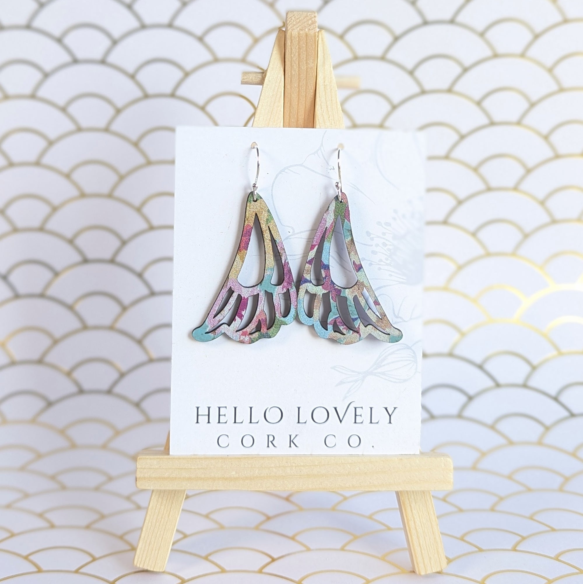 Spring Floral Cork Earrings - Small Fairy Wing Naida