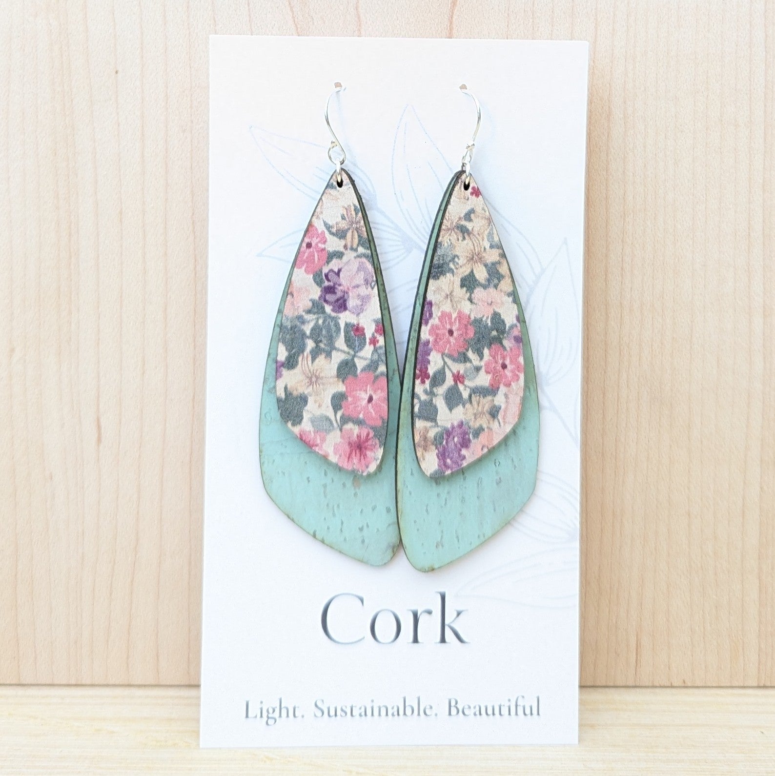 Dragonfly Earrings - Pink Pansies on Pale Green