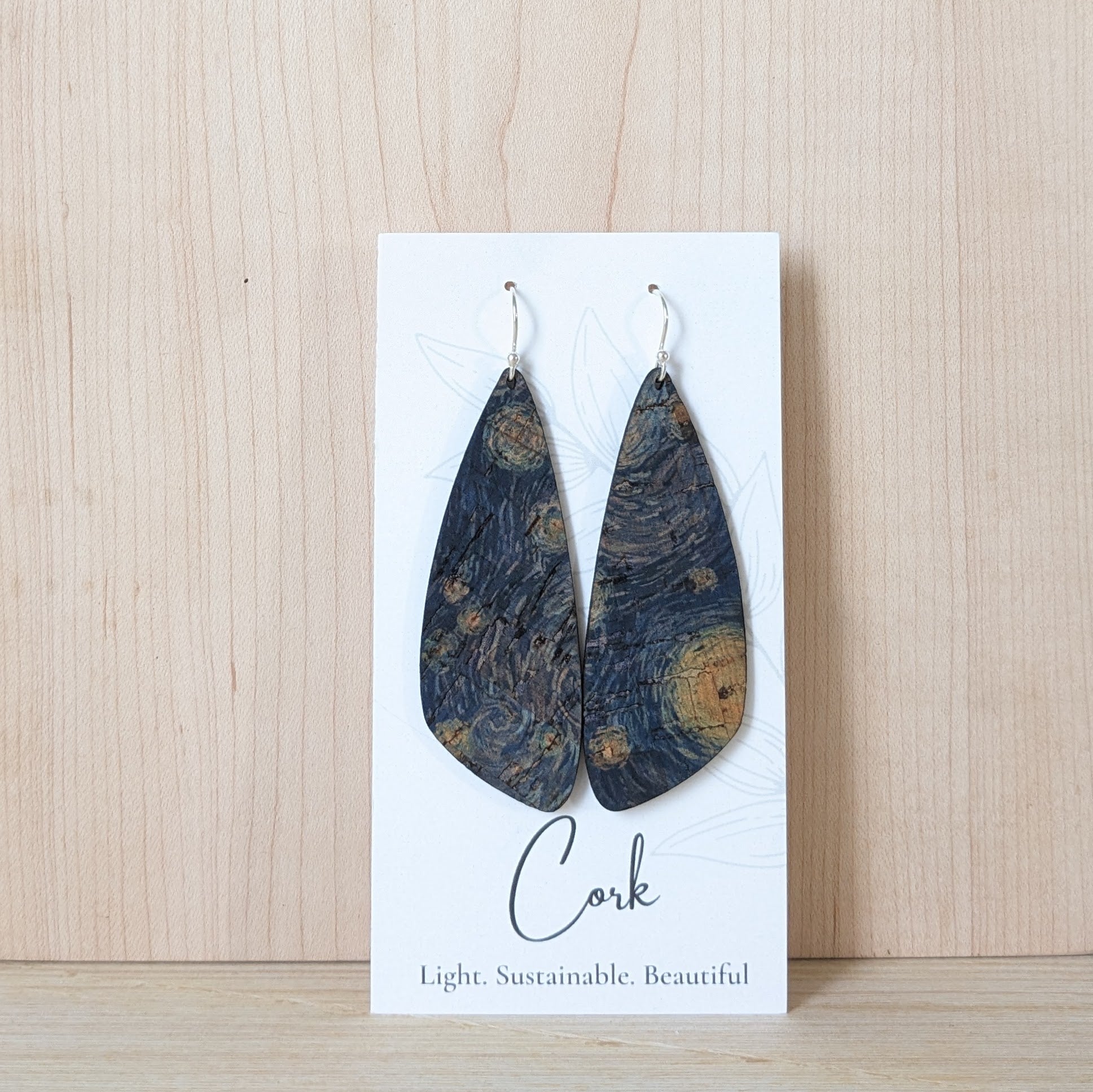 Starry Night Cork Earrings - Large Wing