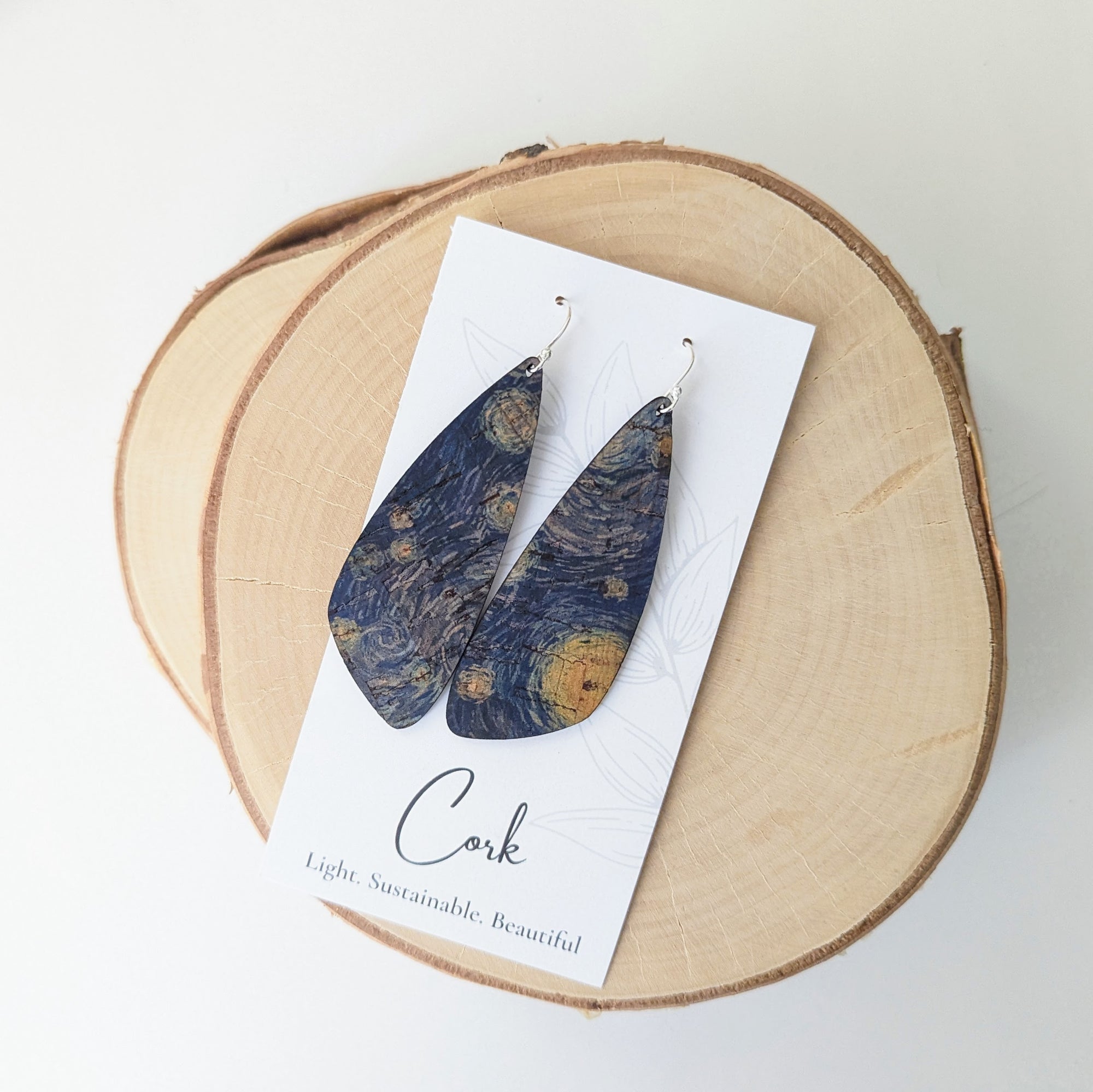 Starry Night Cork Earrings - Large Wing