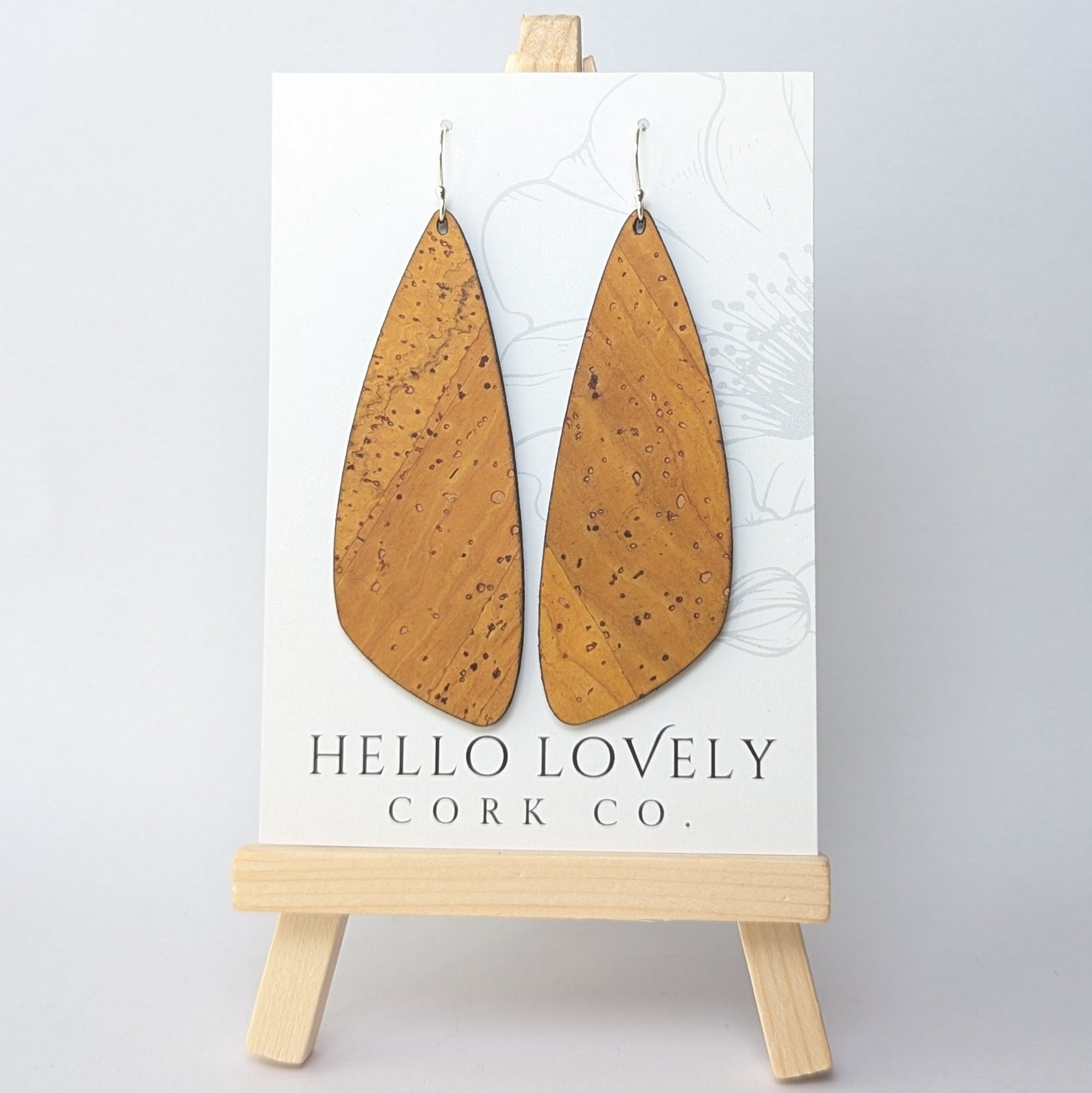 Ochre Yellow Cork Earrings - Large Wing