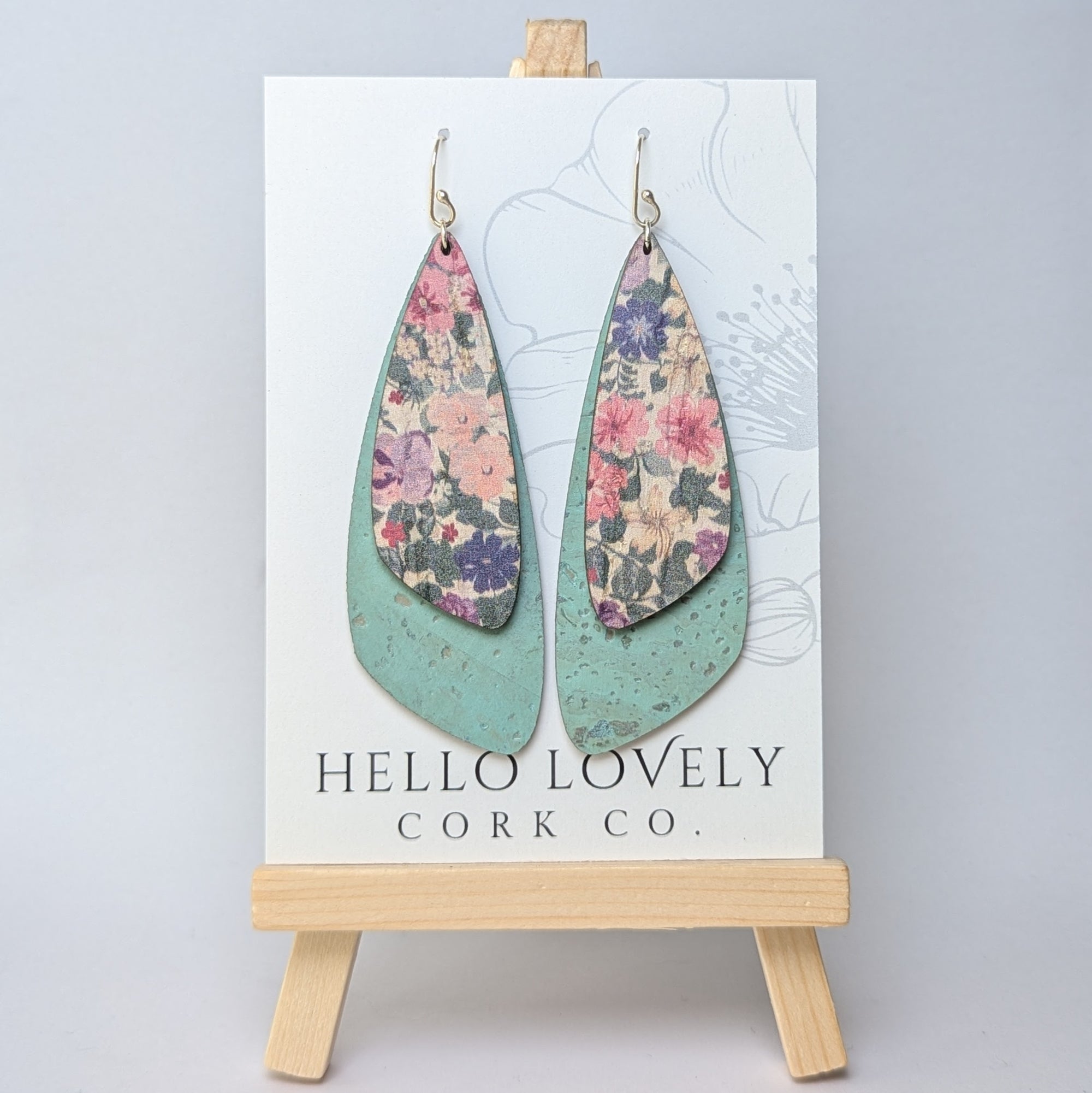 Dragonfly Earrings - Pink Pansies on Pale Green