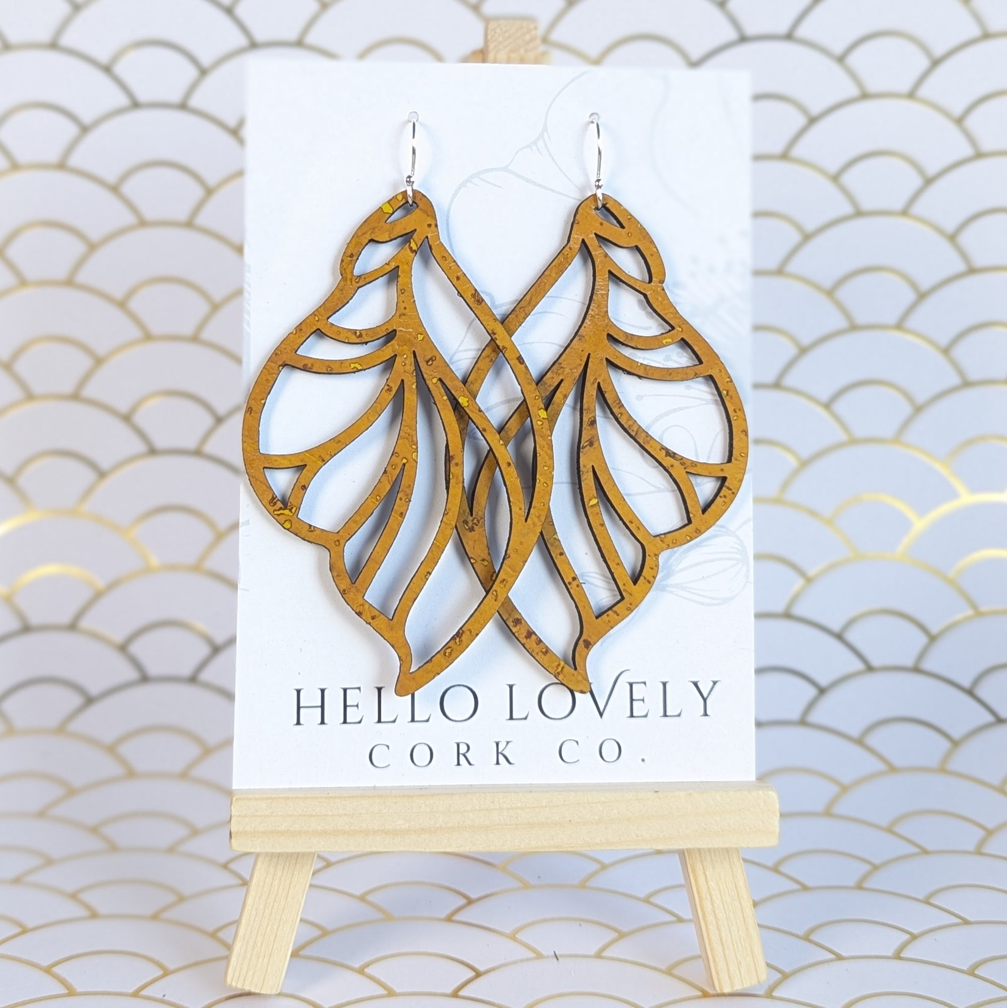 Ochre Cork Earrings - Large Fairy Wing Feya