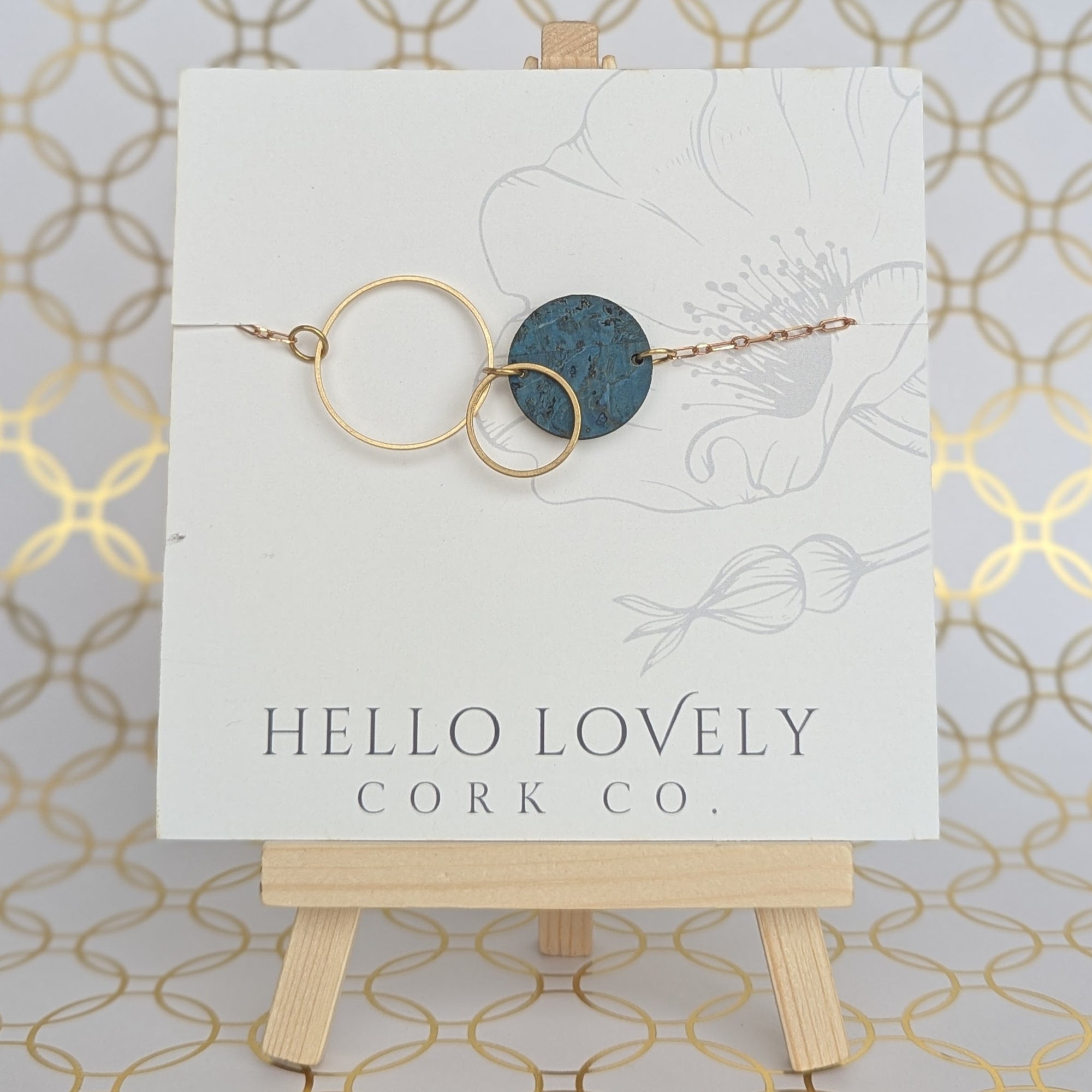 Brass Circle Necklace - Deep Teal and Grass Green