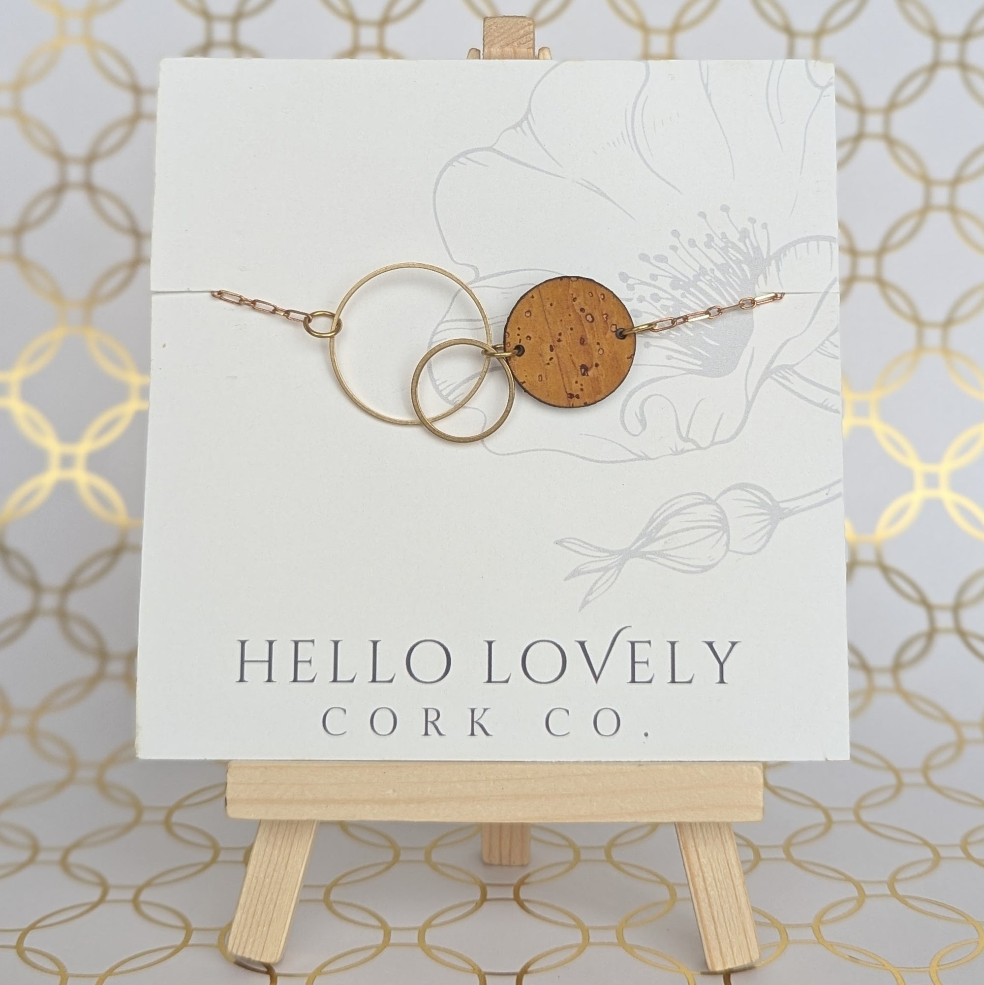 Brass Circle Necklace - Ochre Yellow and Navy Gold