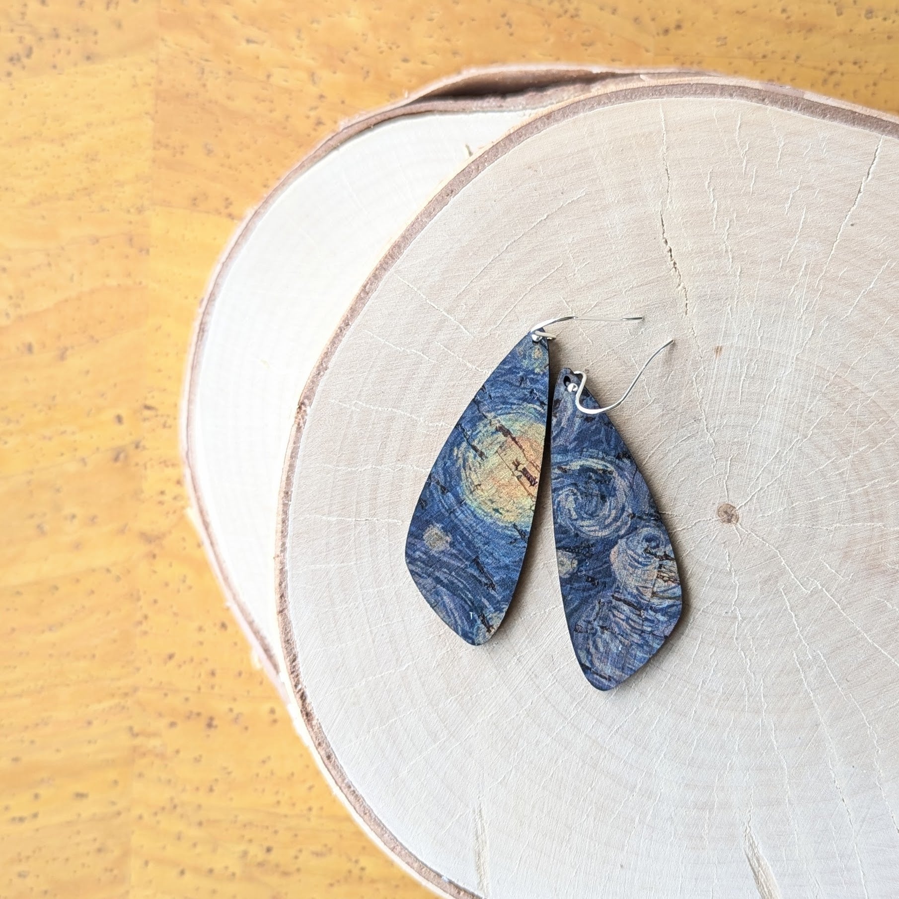 Starry Night Cork Earrings - Small Wing
