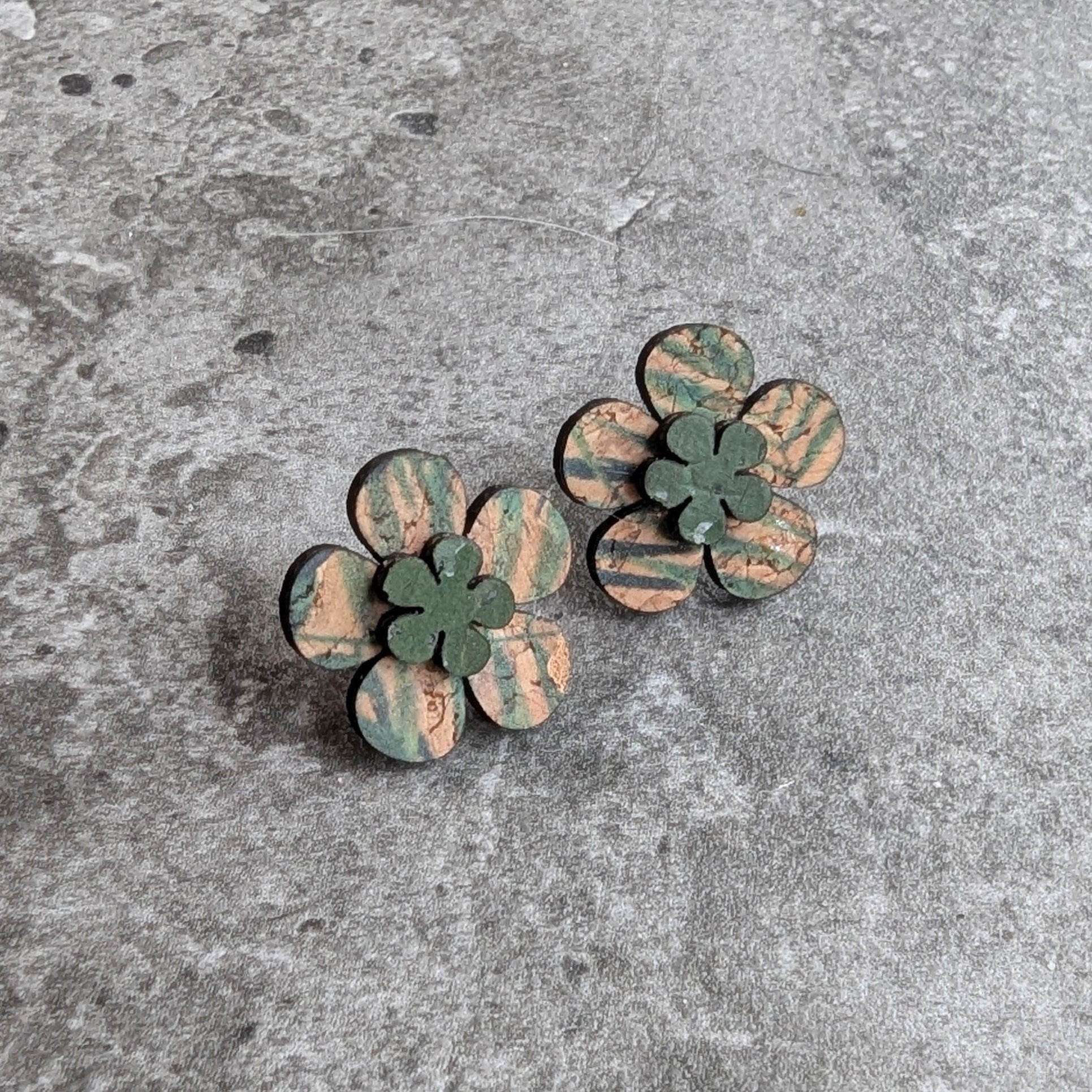Posie Stud Earrings in Tropical Leaf