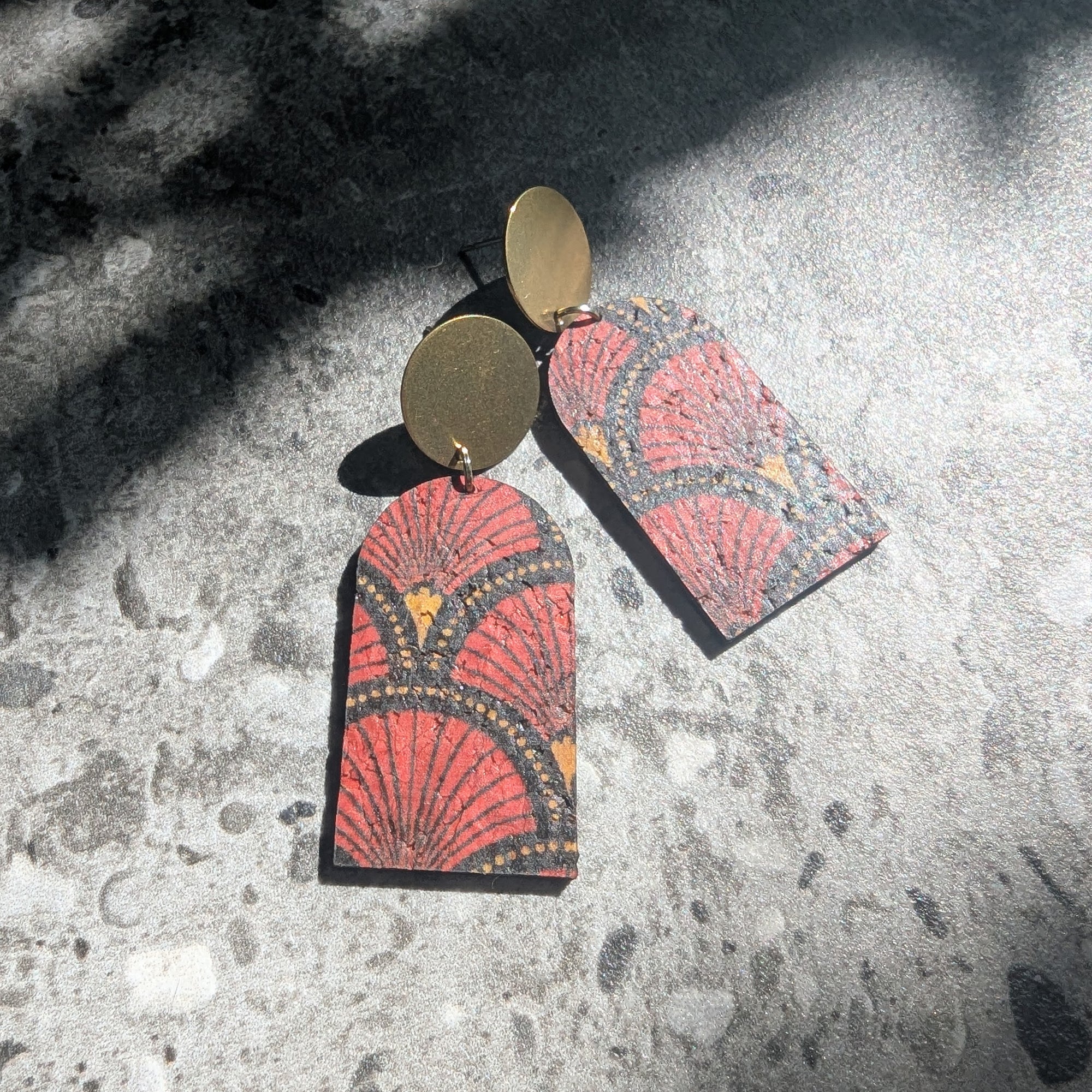 Wren Earrings in Red Fan