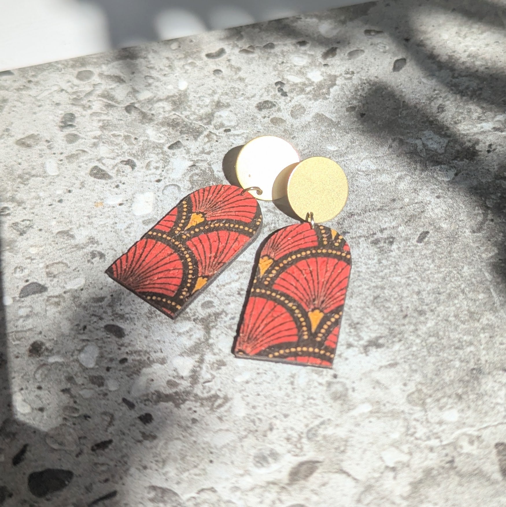Wren Earrings in Red Fan