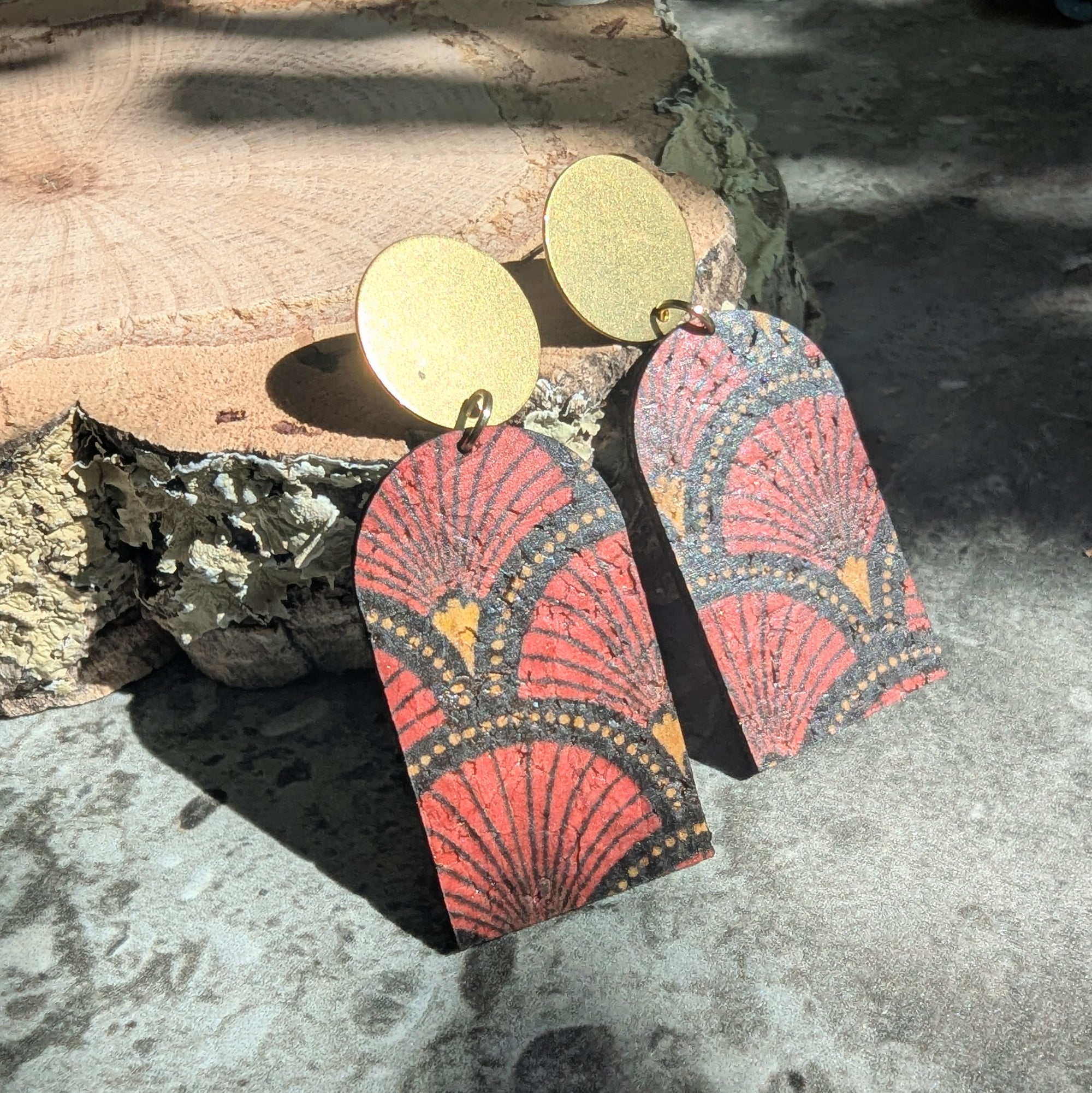 Wren Earrings in Red Fan