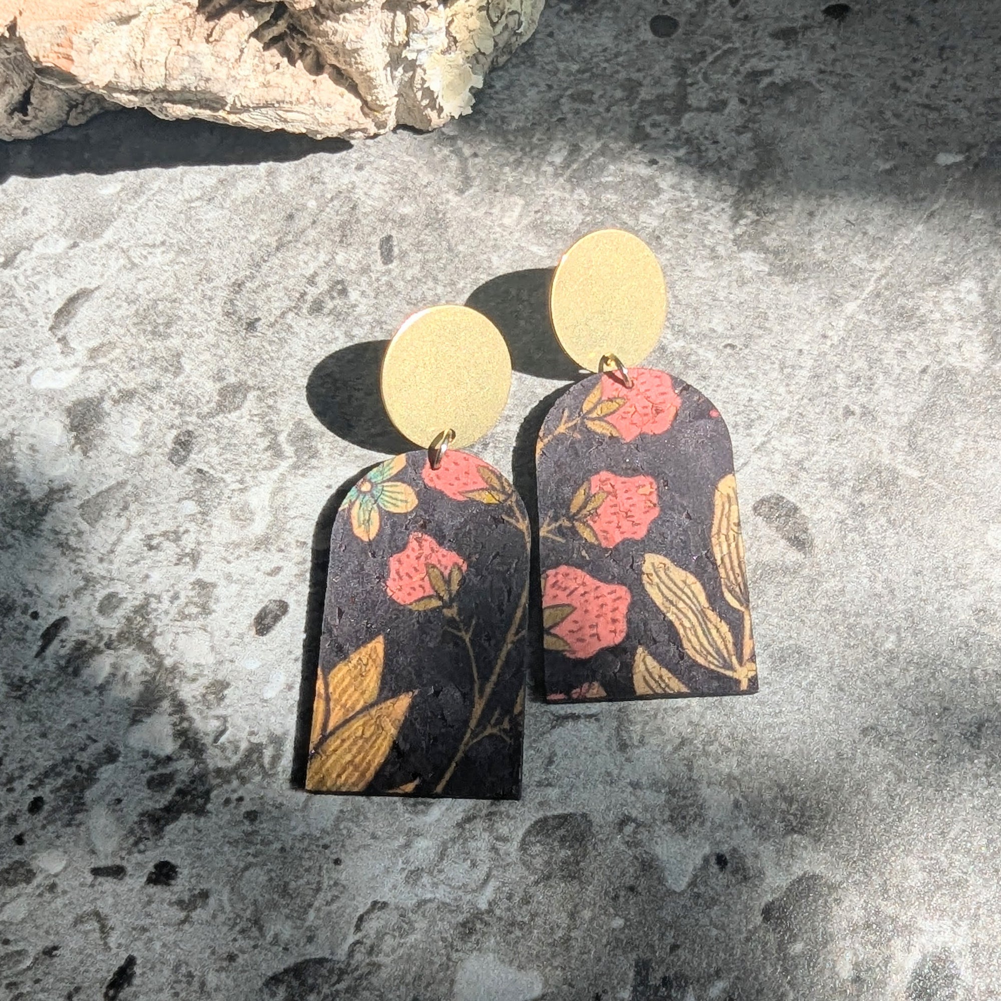 Wren Earrings in Black Floral