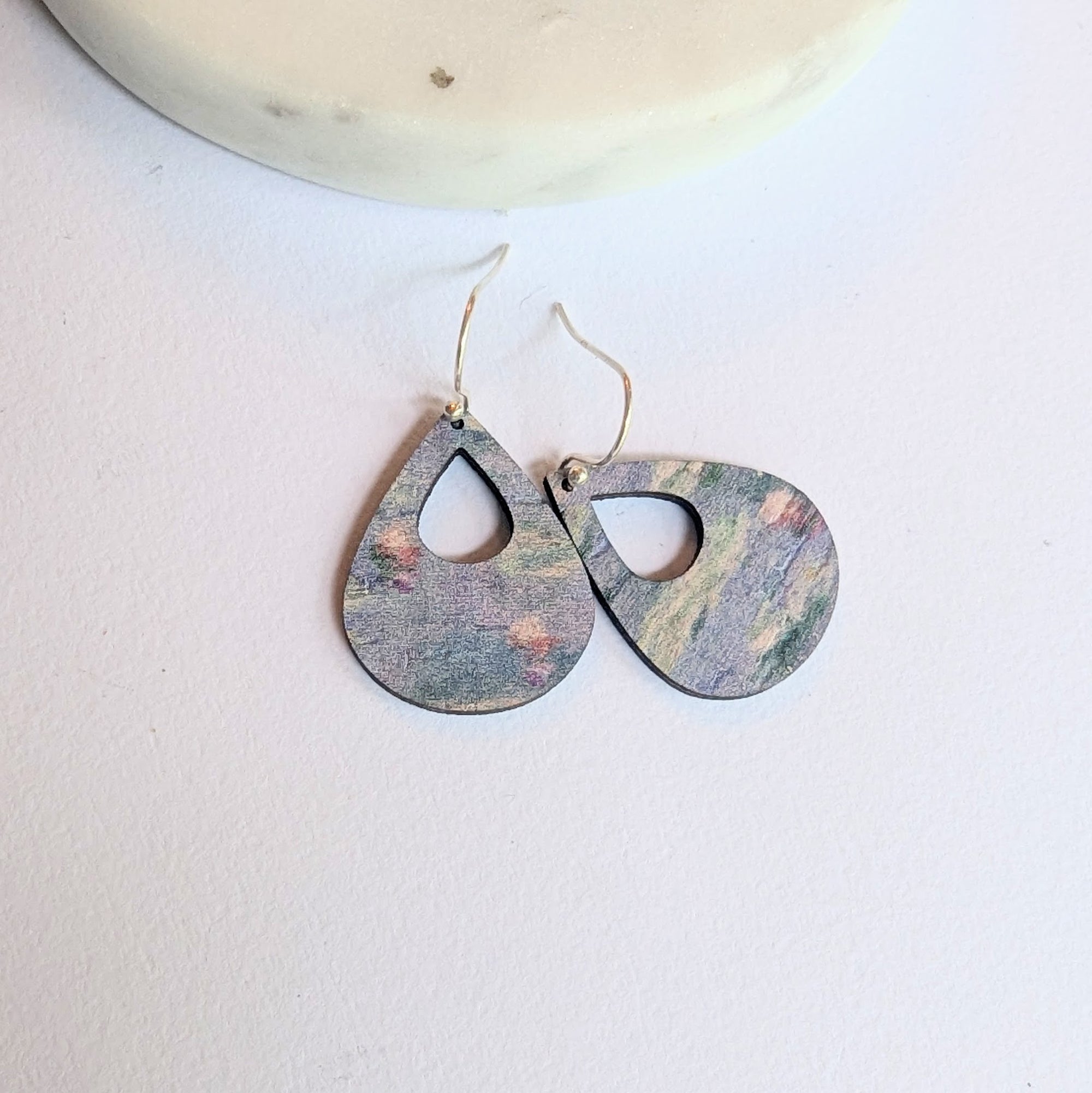Waterlilies Cork Earrings - Small Teardrop