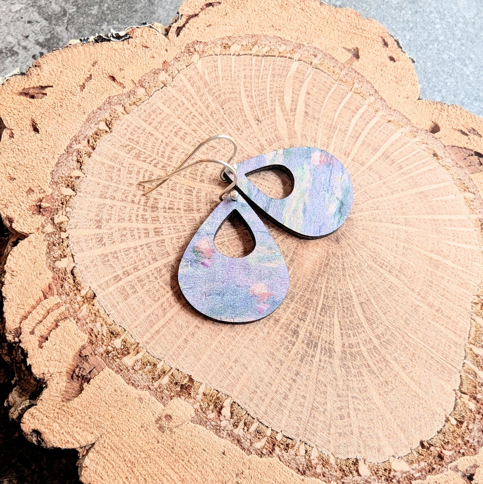 Waterlilies Cork Earrings - Small Teardrop