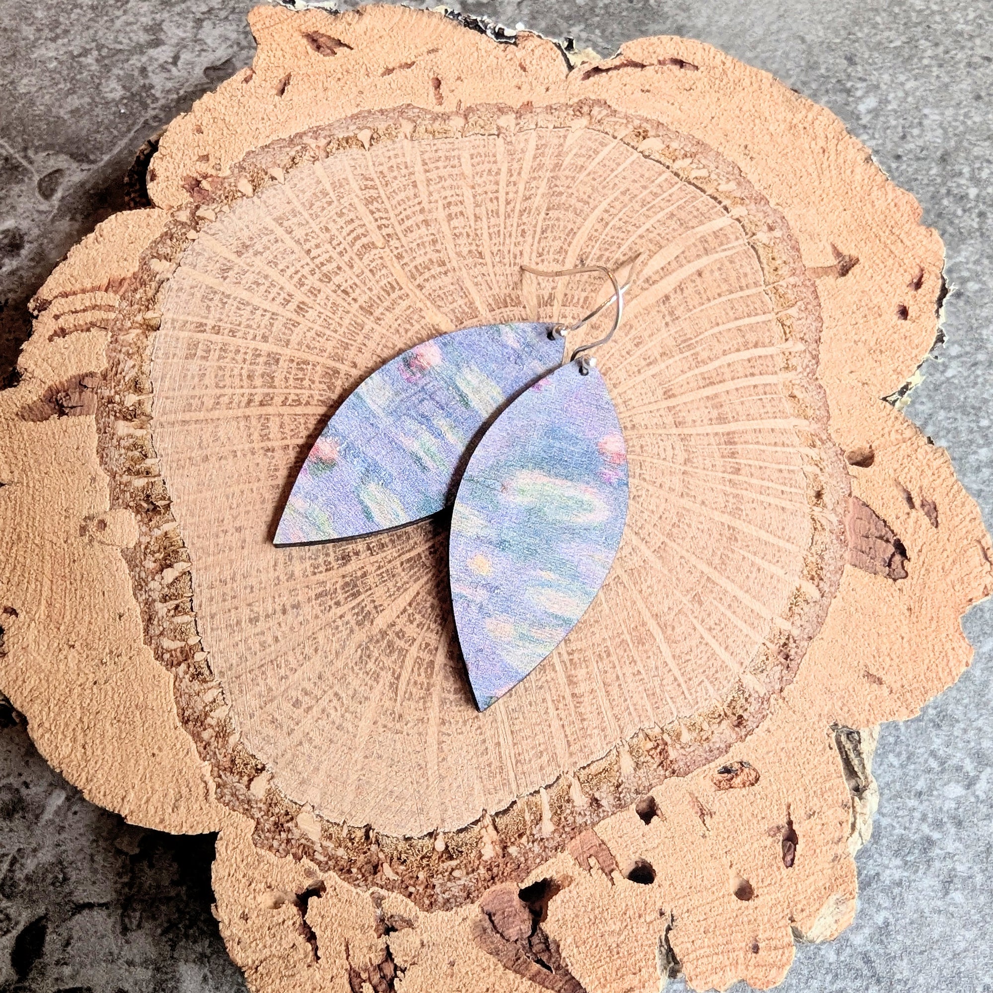 Waterlilies Cork Earrings - Small Leaf
