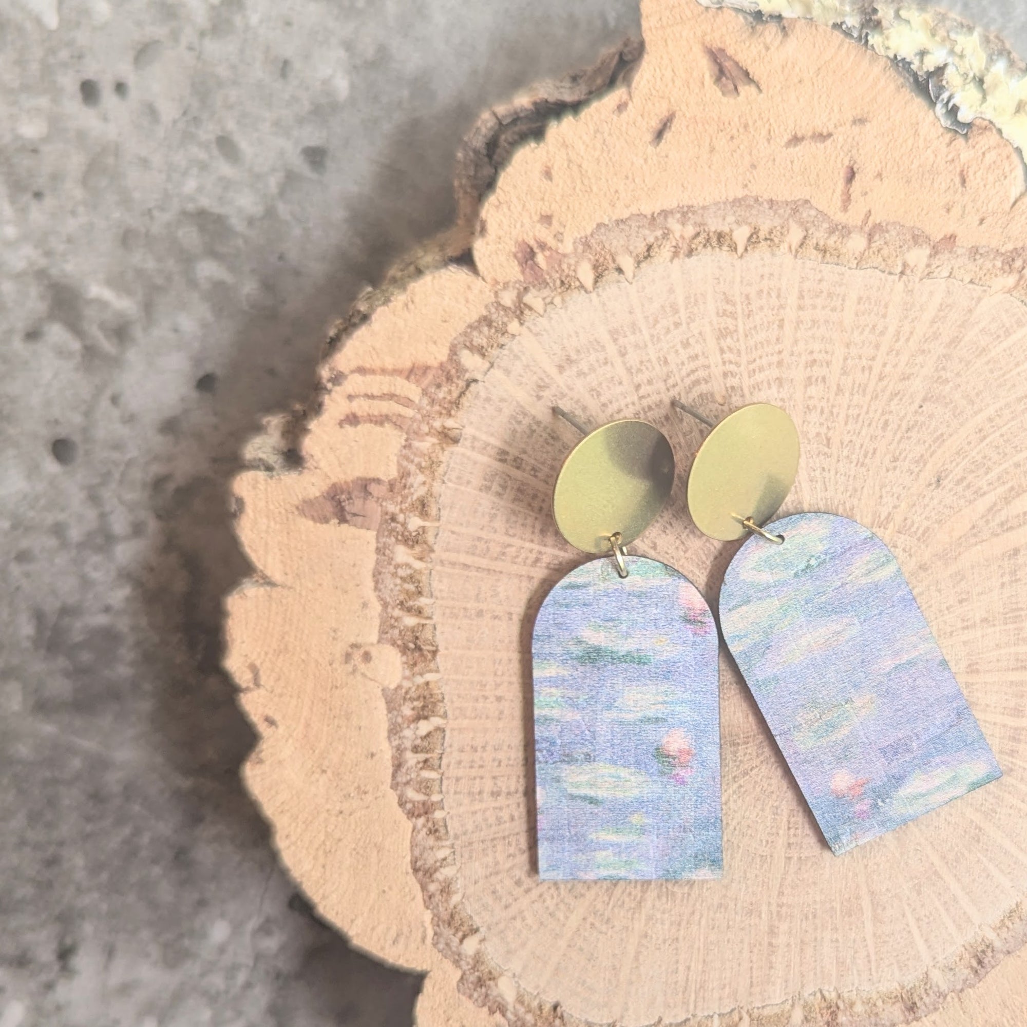 Wren Earrings in Waterlilies