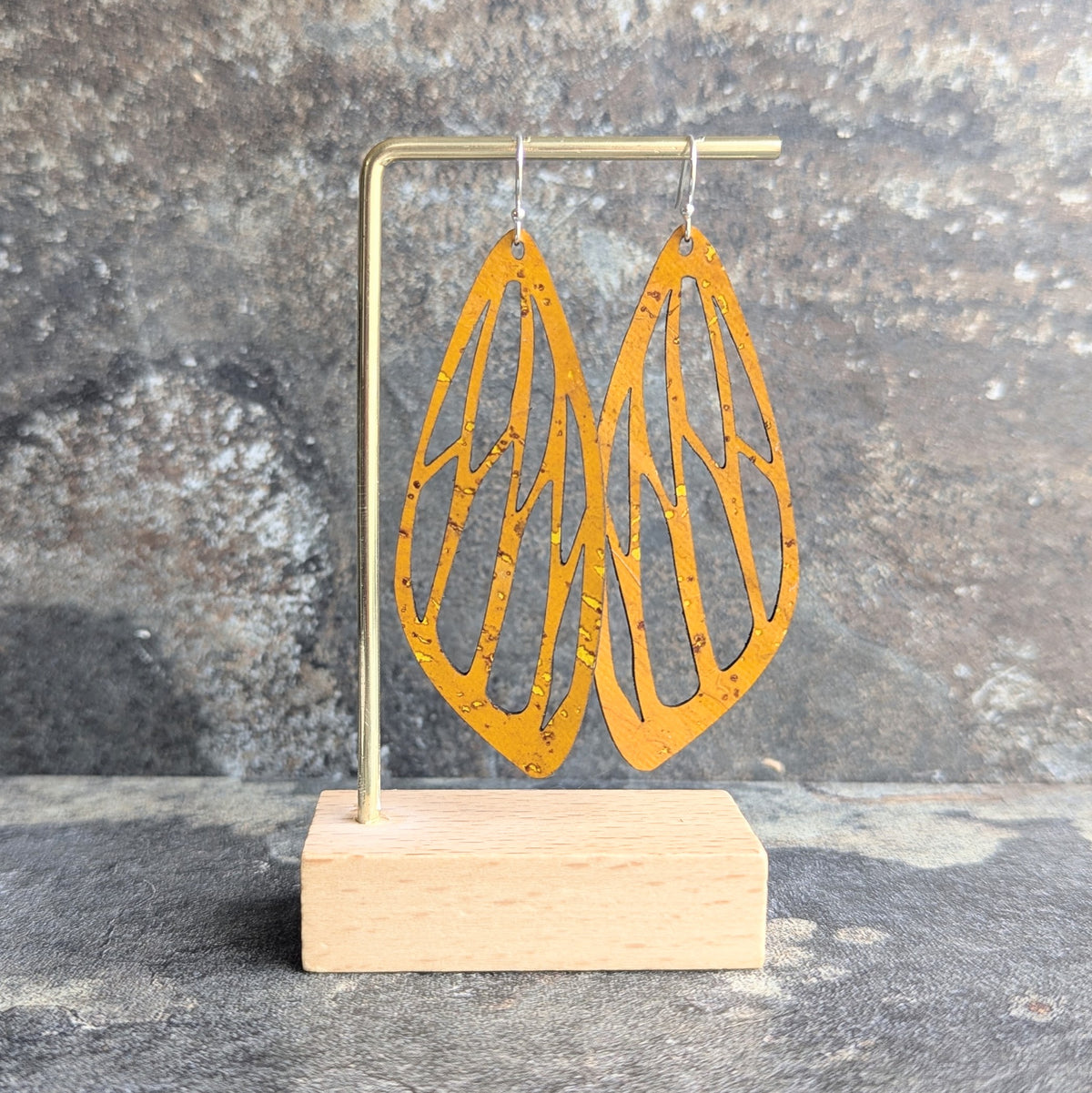 Moth Earrings in Ochre