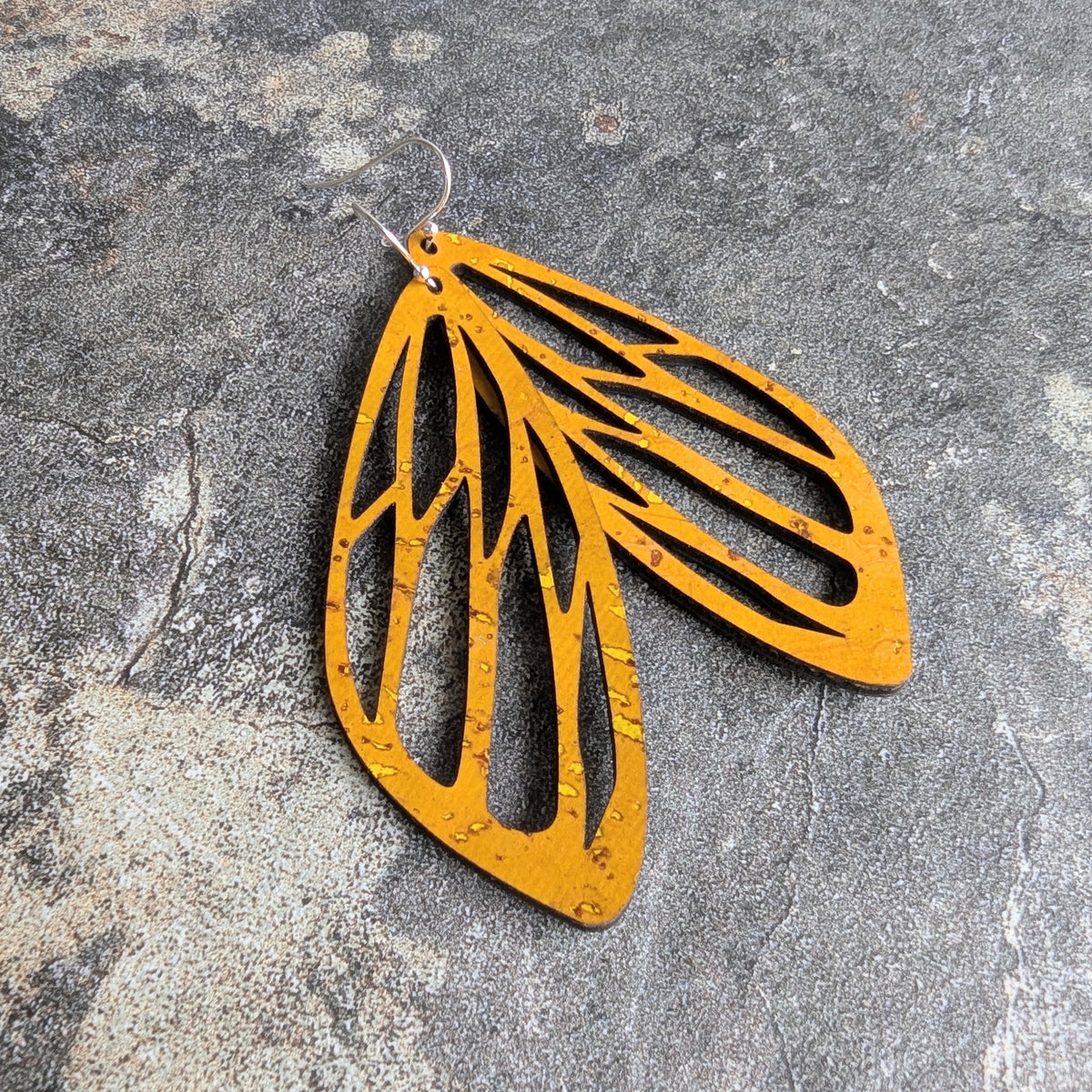 Moth Earrings in Ochre