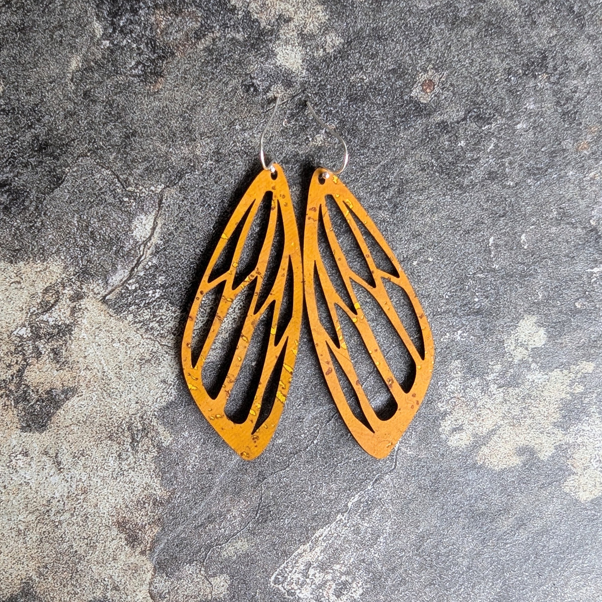 Moth Earrings in Ochre