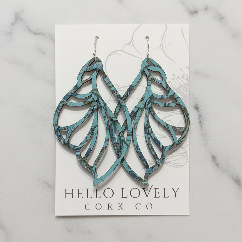 Luna Earrings in Olive and Teal Floral